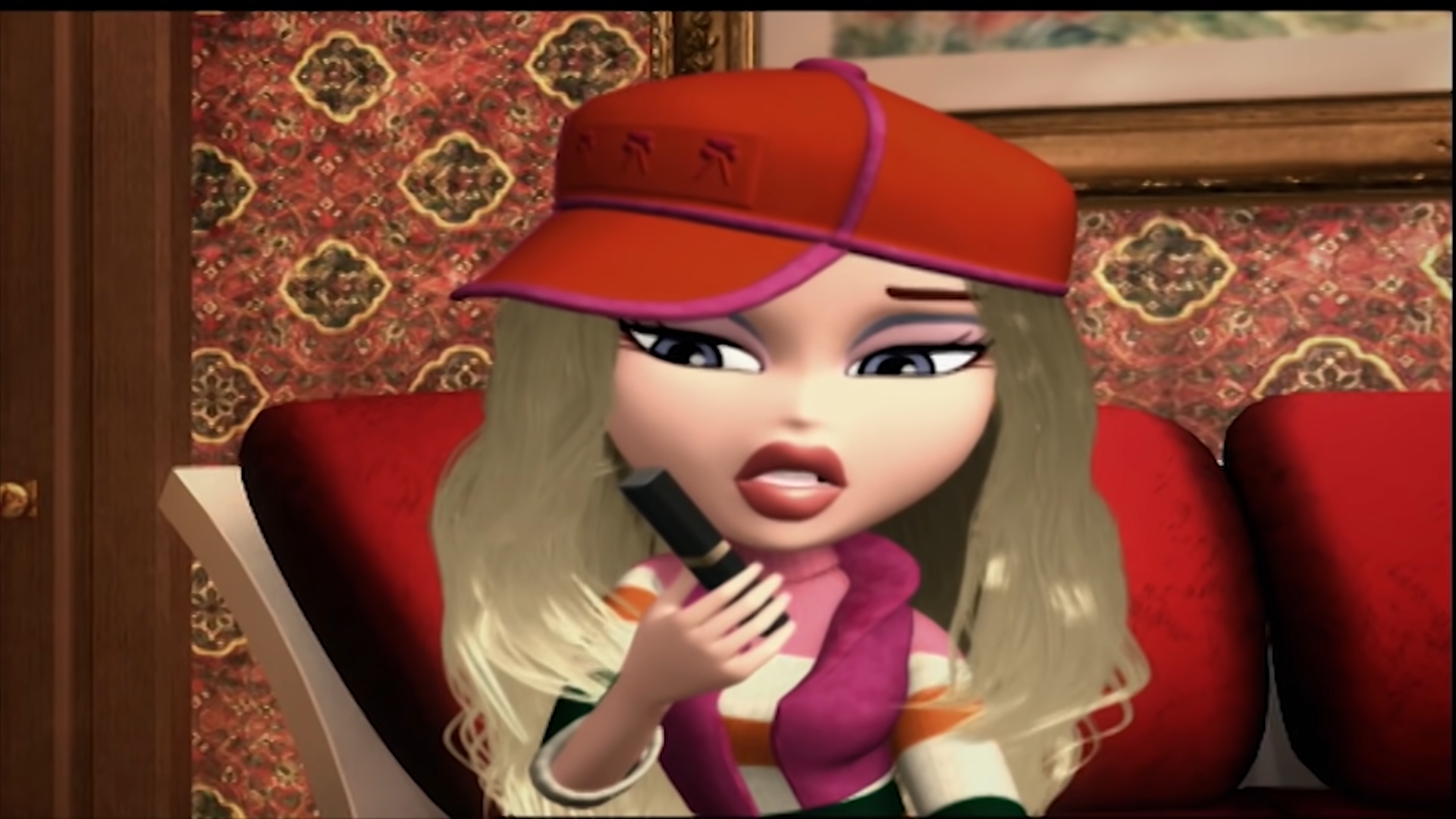 An image of Cloe holding a tube of concealer which can be used to write hidden messages on hard surfaces.