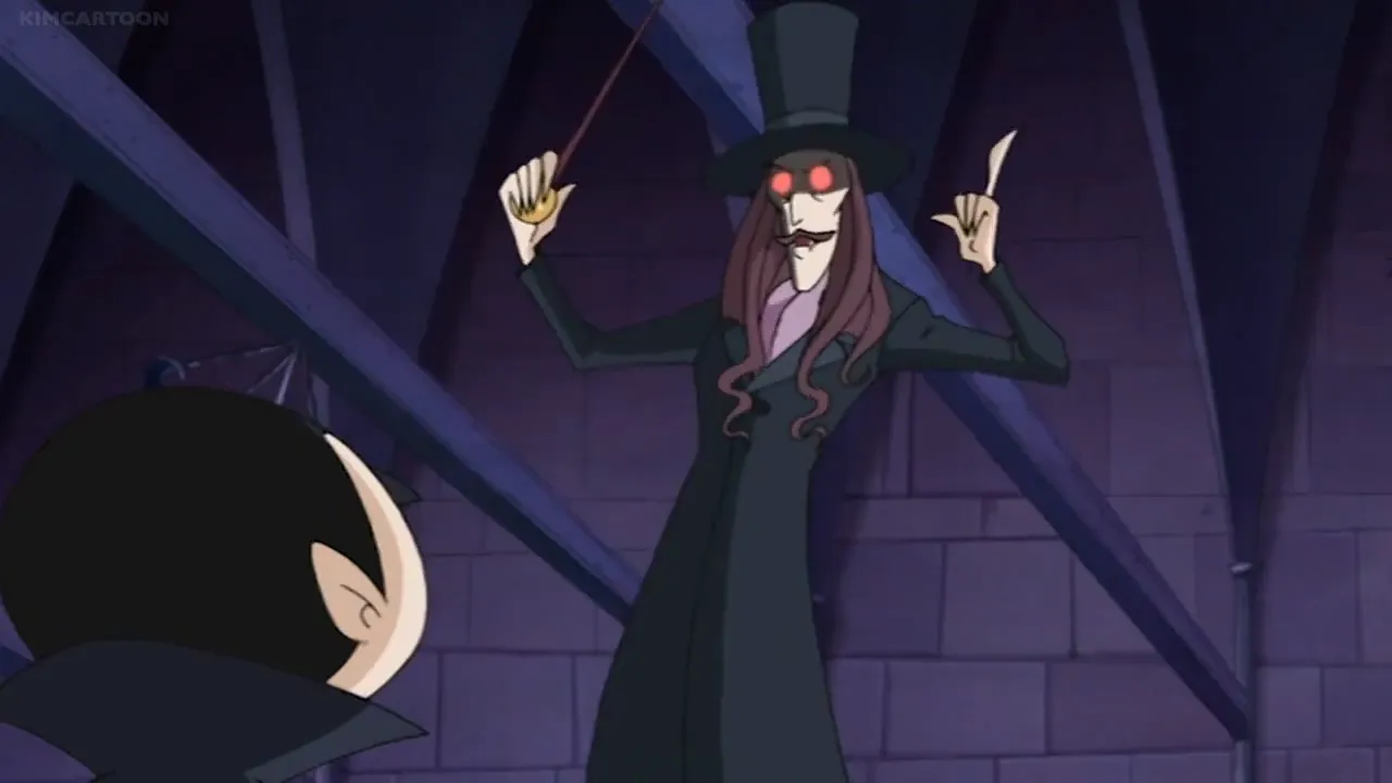 image of Count, showns standing in his coat, waving his fancy cane.